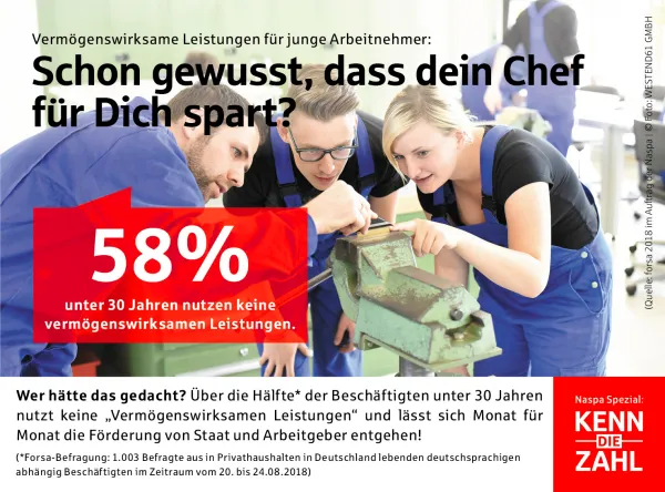 Bild zur Pressemitteilung: Wenn der Chef für Dich spart - Vermögenswirksame Leistungen für junge Arbeitnehmer
