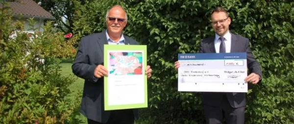 Bild zur Pressemitteilung: BW-Bank spendet 1.000 für den Wiederaufbau des Kindergarten: Spende nach Brand in SOS-Kinderdorf